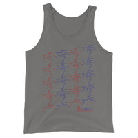 Tank Top - kissing tile design - red and blue colors - unisex