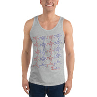 Tank Top - kissing tile design - red and blue colors - unisex