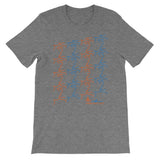 T-shirt - kissing tile design - orange and blue colors - unisex
