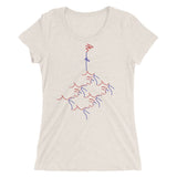 Ladies' short sleeve t-shirt - kissing roots design - red and blue colors