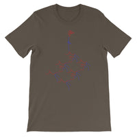 T-Shirt - kissing roots design - red and blue colors - unisex