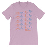 T-shirt - kissing tile design - orange and blue colors - unisex