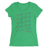 Ladies' T-shirt - kissing tile design - red and blue color
