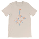 T-Shirt - kissing roots design - orange and blue colors - unisex