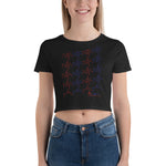 Ladies' Crop Tee - kissing tile design - no words - red and blue colors