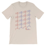 T-shirt - kissing tile design - red and blue colors - unisex