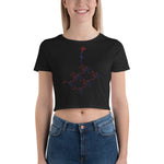 Ladies' Crop Tee - kissing roots design - tight fit - red and blue colors