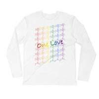 Long Sleeve Fitted Crew - One Love - tile design - pride colors