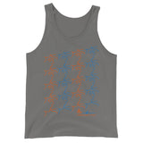 Tank Top - kissing tile design - orange and blue colors - unisex
