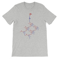 T-Shirt - kissing roots design - red and blue colors - unisex