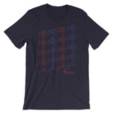T-shirt - kissing tile design - red and blue colors - unisex