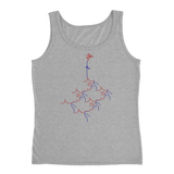 Ladies' Tank Top - Kissing roots design - red and blue colors